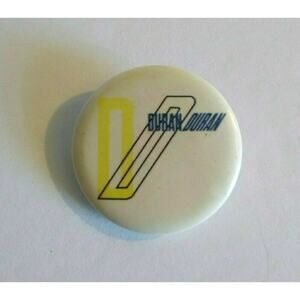 Duran Duran Vintage 1980's Badge Button Pin Pop New Wave White Band Logo 1.25"